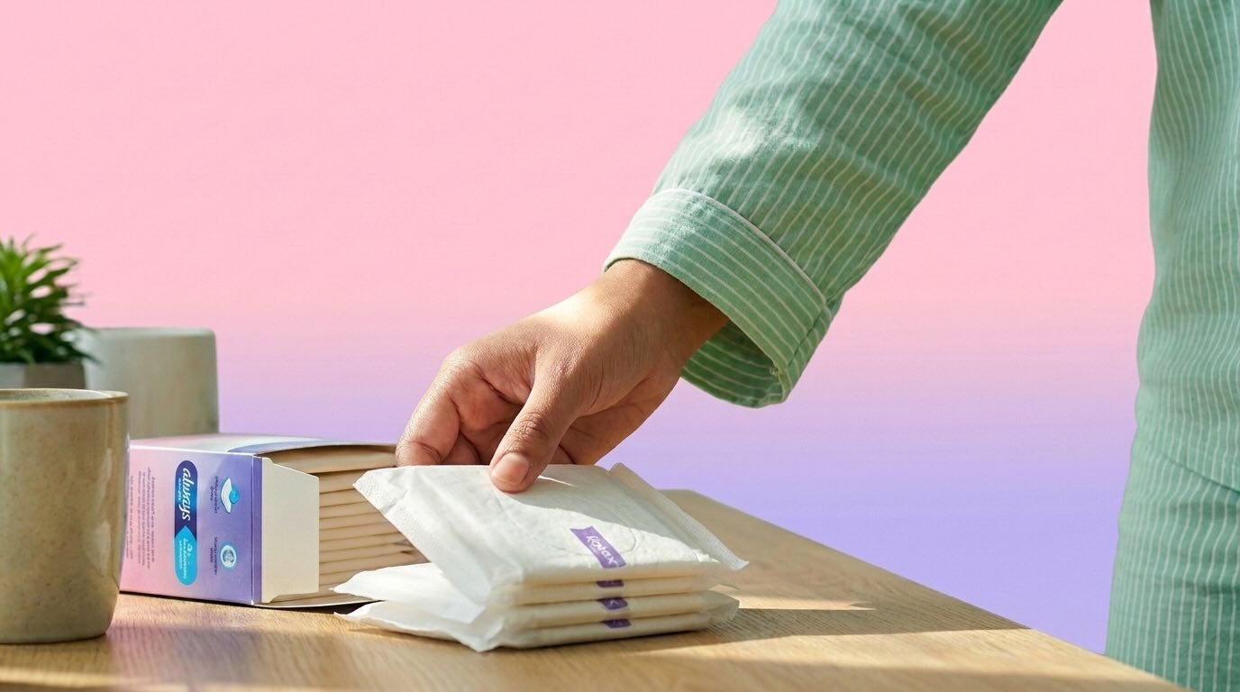 a lady reaching for menstrual pads during her heavy period
